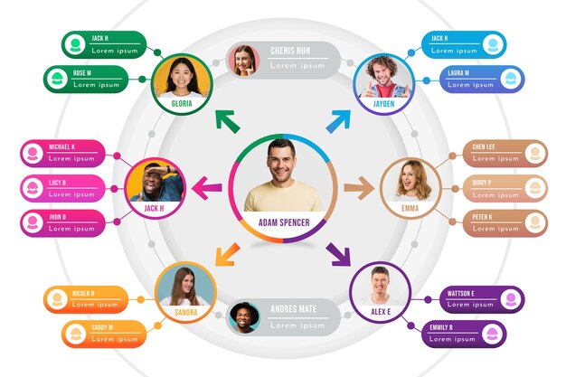 Gradient  circular organizational chart