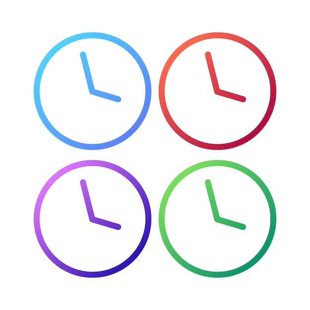 Free Vector gradient clocks outline set