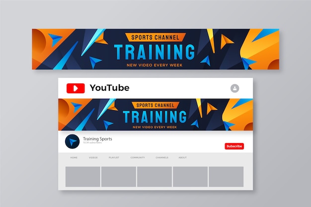 Free Vector gradient colored creative youtube banner