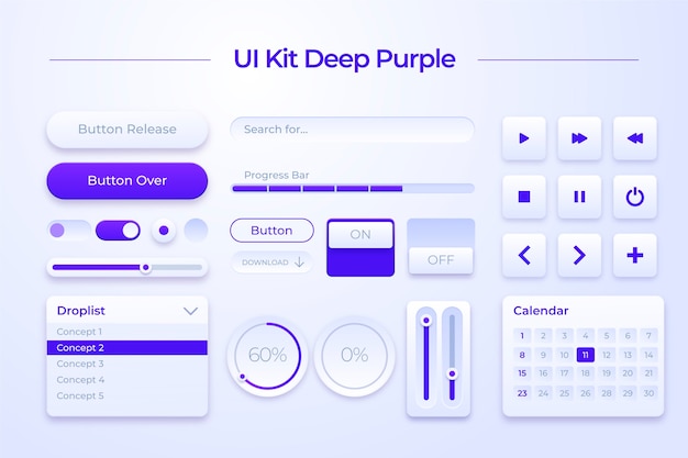 Free vector gradient colored ui kit collection