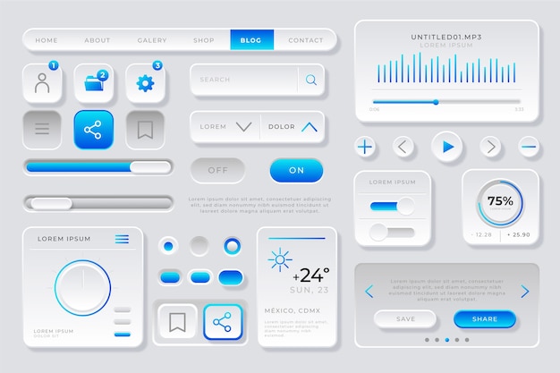 Gradient colored ui kit collection