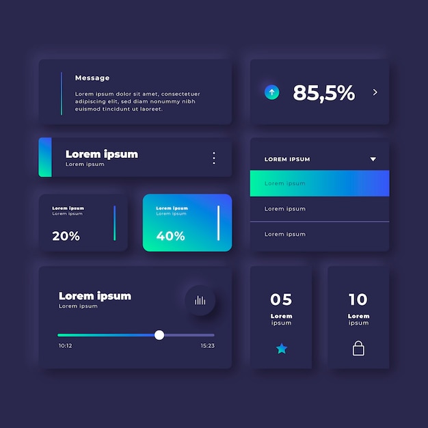 Gradient colored ui kit pack