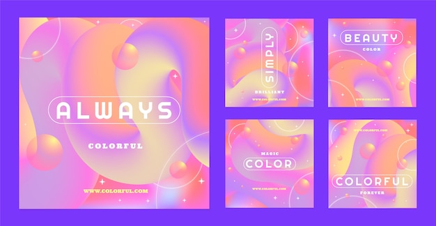 Free vector gradient colorful instagram posts collection