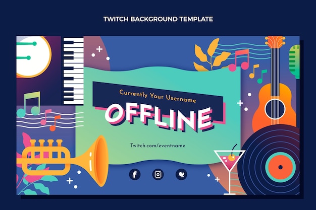 Free vector gradient colorful music festival twitch background