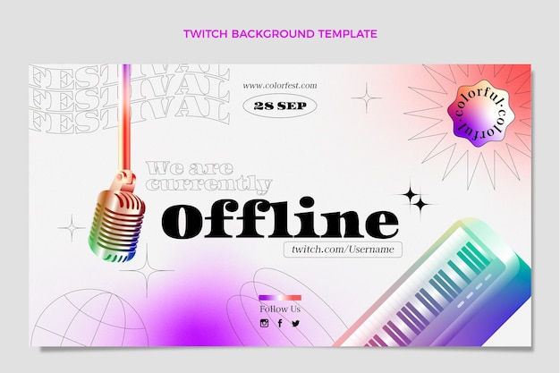 Free Vector gradient colorful music festival twitch background