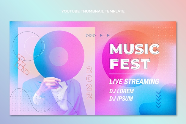 Free Vector gradient colorful music festival youtube thumbnail