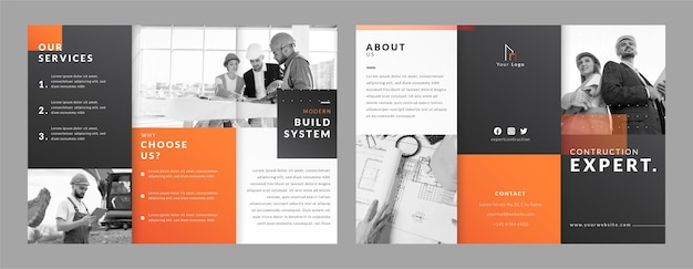 Gradient construction brochure template