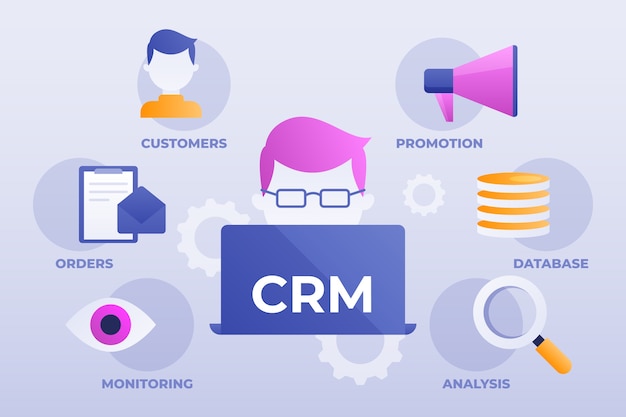 Free Vector gradient crm infographic