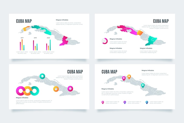 Gradient cuba map infographic