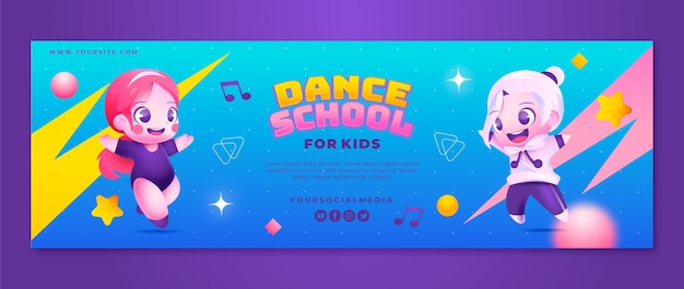 Free Vector gradient dance school twitter header