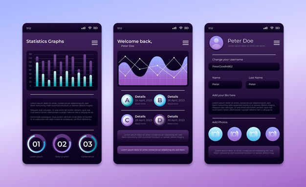 Gradient dark mode app template