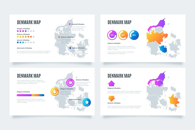 Gradient denmark map infographic