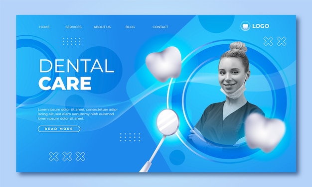 Free Vector gradient dental clinic landing page template