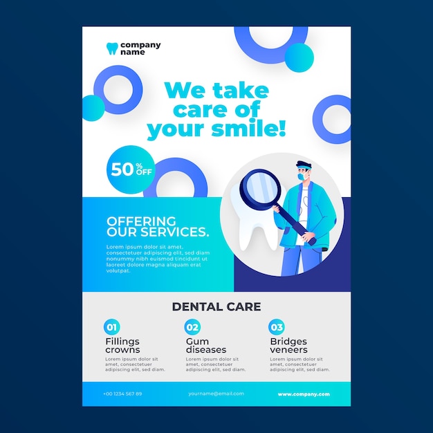 Gradient dental flyer template