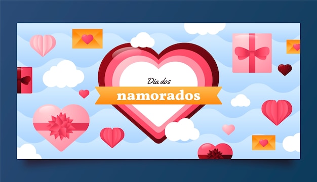 Free Vector gradient dia dos namorados horizontal banner template