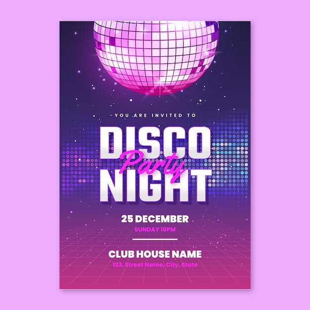 Gradient disco party invitation template