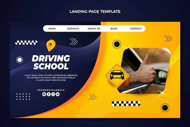 Free Vector gradient driving school landing page template