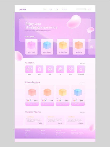 Free vector gradient e-commerce website template