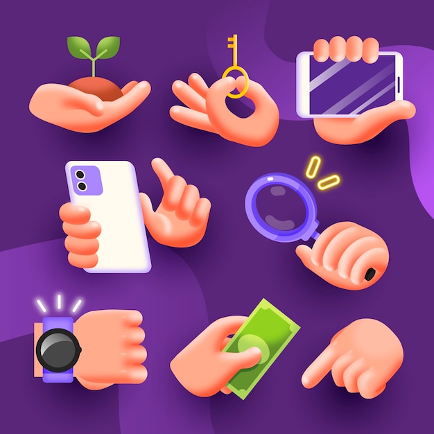 Free Vector gradient emoji hands elements