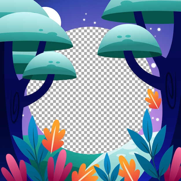 Free Vector gradient enchanted forest frame