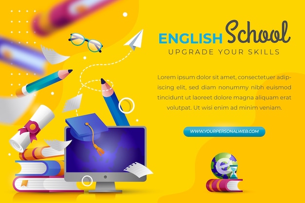 Free vector gradient english school illustration design