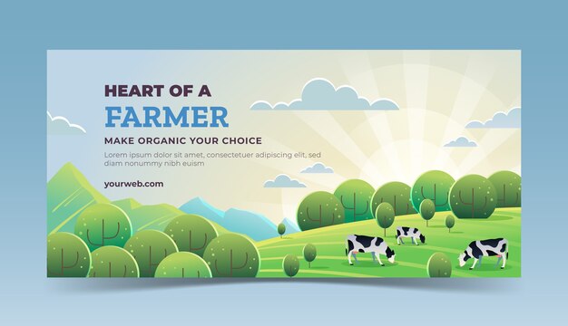 Gradient farmer's day horizontal banner template