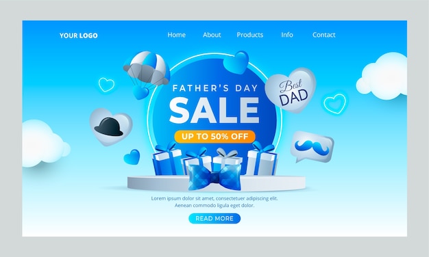 Gradient father's day landing page template