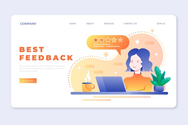 Free Vector gradient feedback landing page template