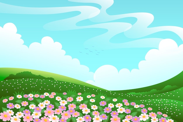 Free vector gradient flower field background