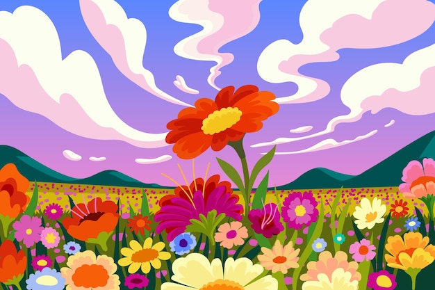 Free vector gradient flower field background