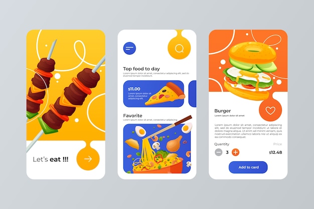 Free Vector gradient food businesses app template