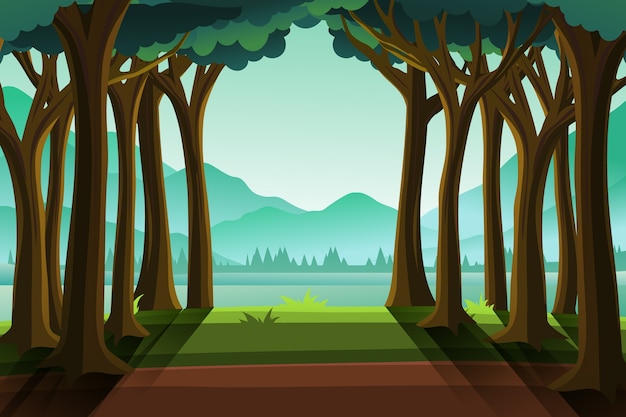 Free Vector gradient forest landscape