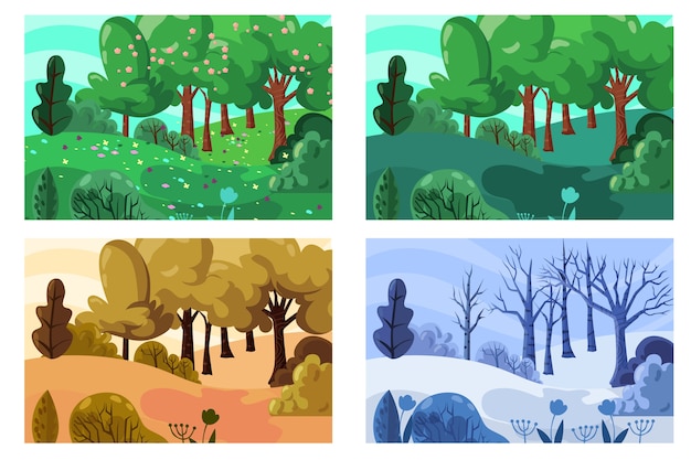 Free vector gradient four seasons illustration