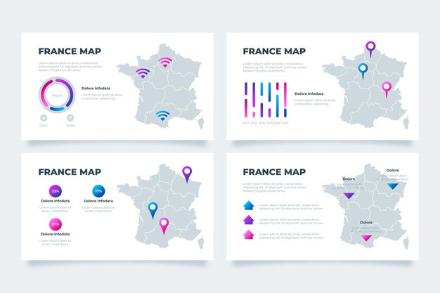 Gradient france map infographic