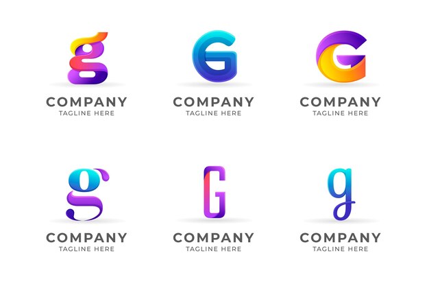 Gradient g letter logo collection