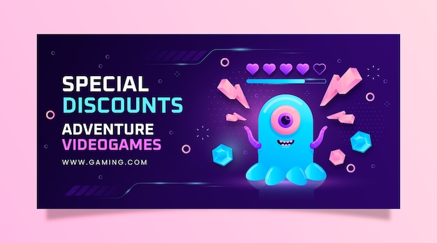 Gradient gaming offer sale banner template