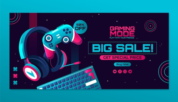 Gradient gaming setup sale banner