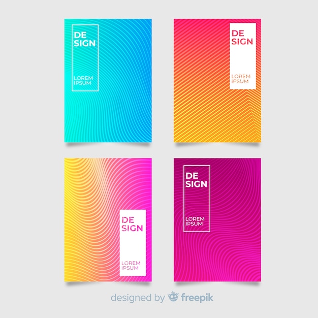 Free Vector gradient geometric lines brochure template collection