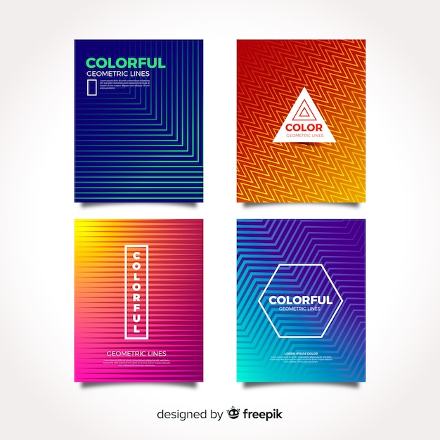 Gradient geometric lines brochure template collection