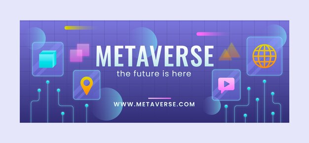 Gradient geometric metaverse facebook cover