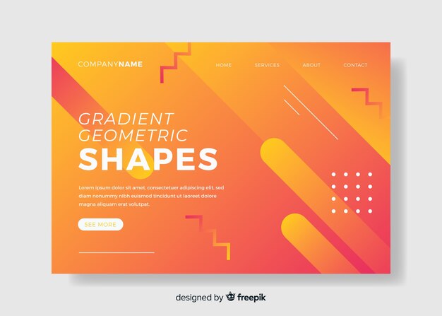 Gradient geometric shapes landing page