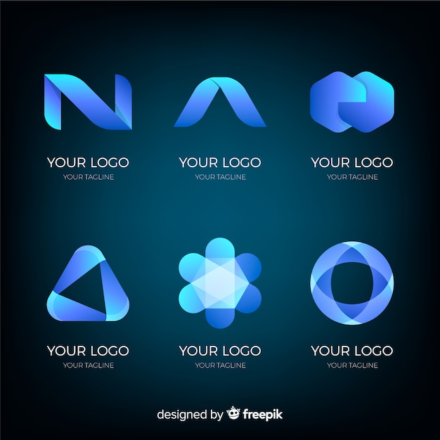 Free Vector gradient geometric technological logotype collection