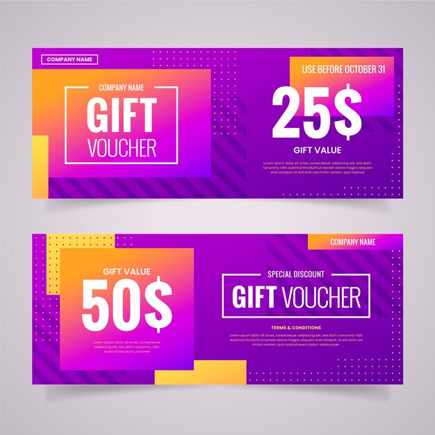 Gradient gift voucher banners pack