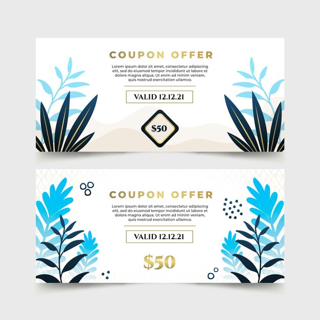 Gradient gift voucher banners with leaves