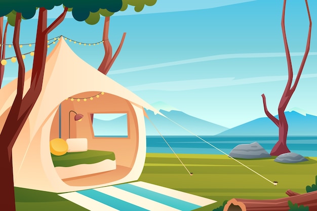 Free Vector gradient glamping illustration