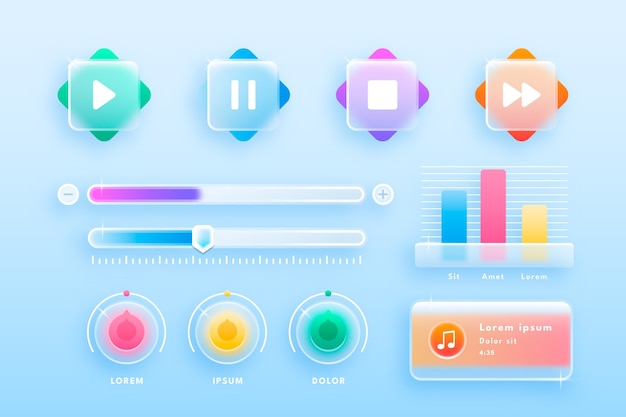 Free vector gradient glassmorphism elements set