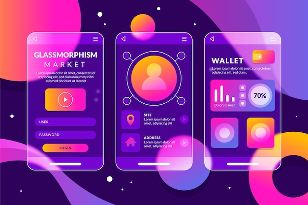 Gradient glassmorphism  mobile app template