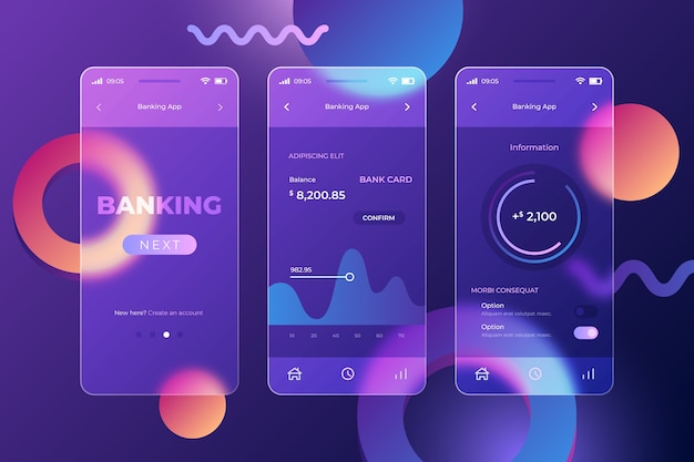 Gradient glassmorphism mobile app template