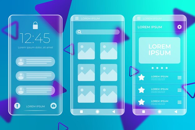 Gradient glassmorphism mobile app template