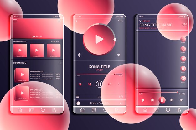 Gradient glassmorphism mobile app template